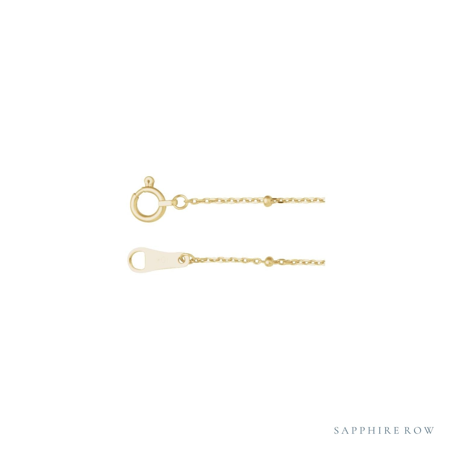 Sapphire Row Satellite Bead Cable Bracelet - 10K Yellow Gold (view 2)