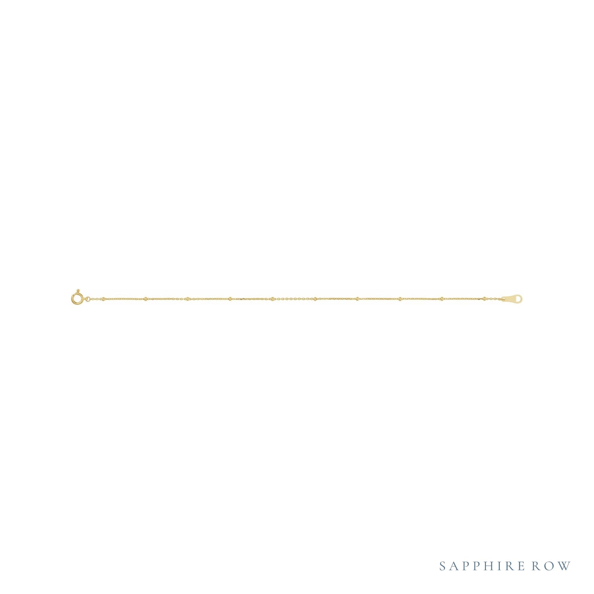 Sapphire Row Satellite Bead Cable Bracelet - 10K Yellow Gold (view 3)