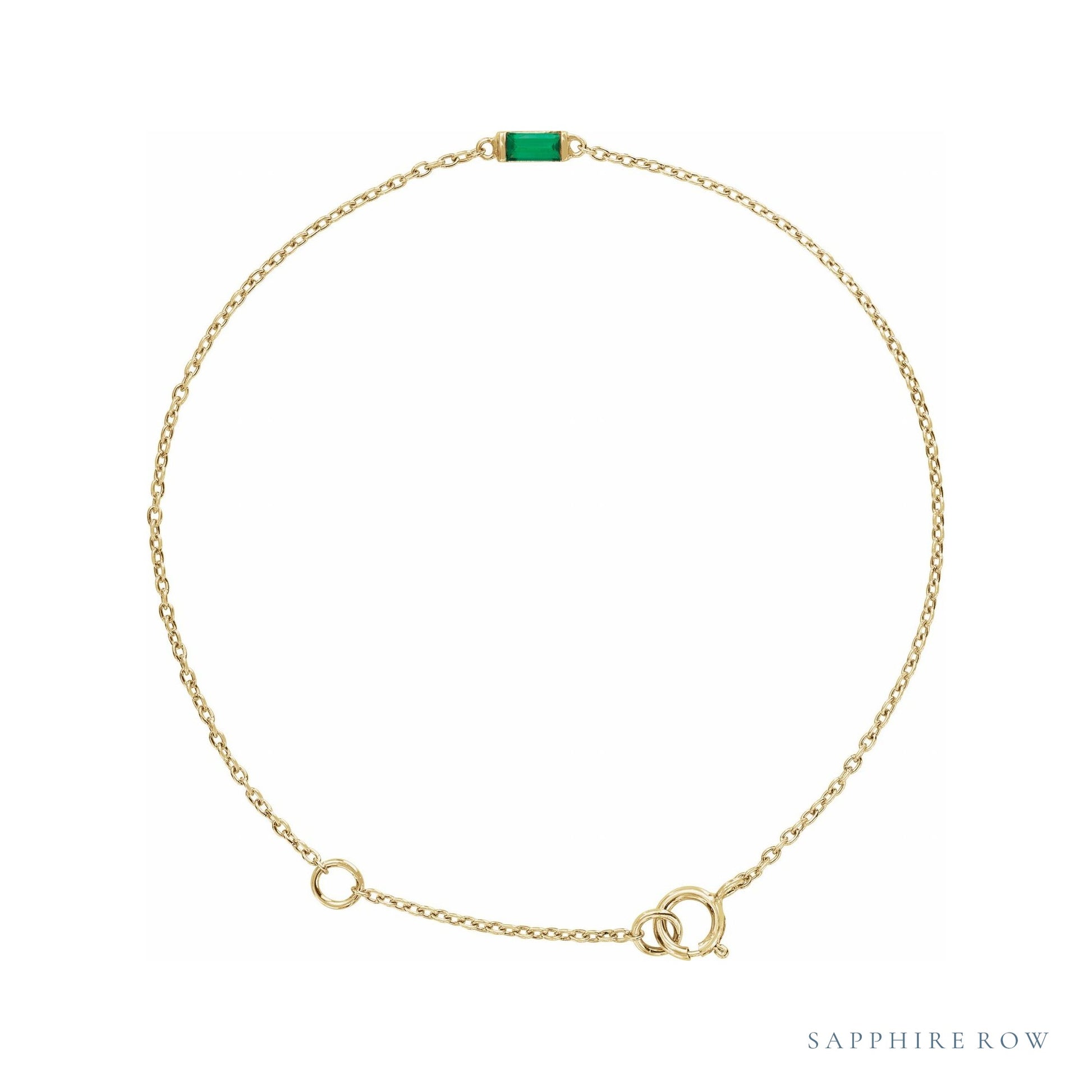 Sapphire Row Lab-Grown Gemstone Baguette Bracelet - Emerald, 14K Yellow Gold