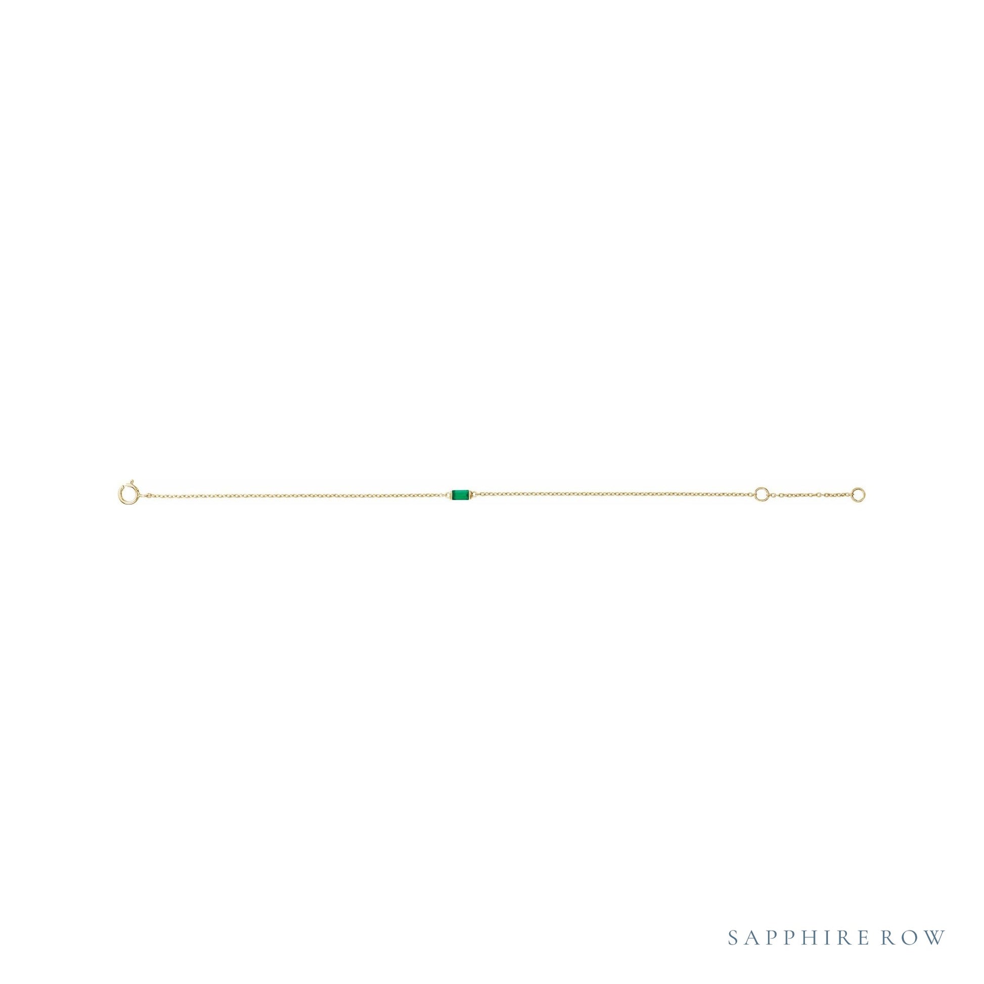Sapphire Row Lab-Grown Gemstone Baguette Bracelet - Emerald, 14K Yellow Gold (view 2)