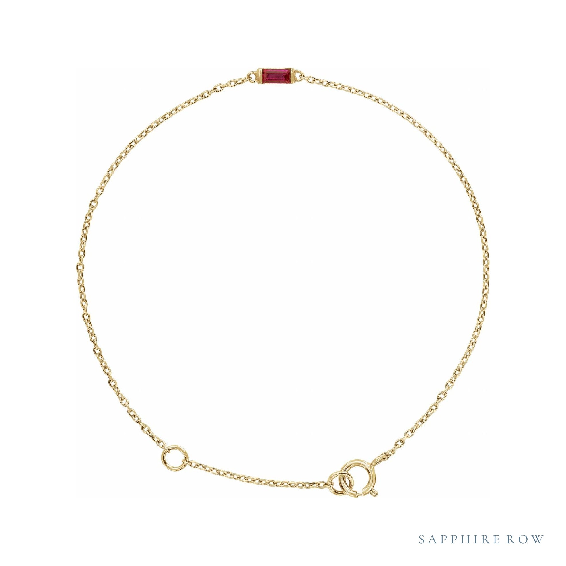 Sapphire Row Lab-Grown Gemstone Baguette Bracelet - Ruby, 14K Yellow Gold