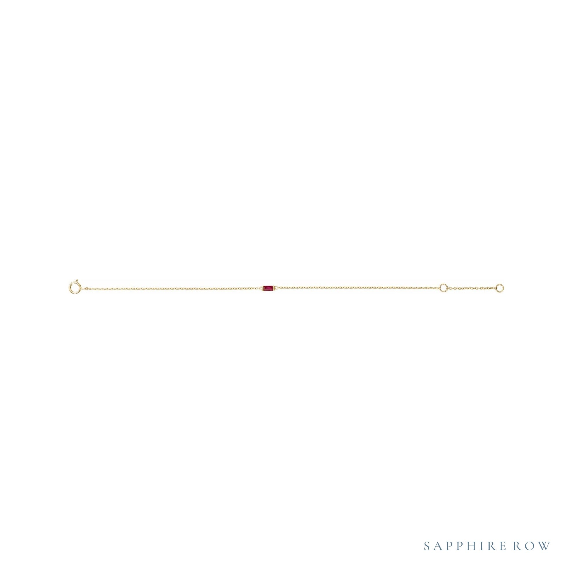 Sapphire Row Lab-Grown Gemstone Baguette Bracelet - Ruby, 14K Yellow Gold (view 2)
