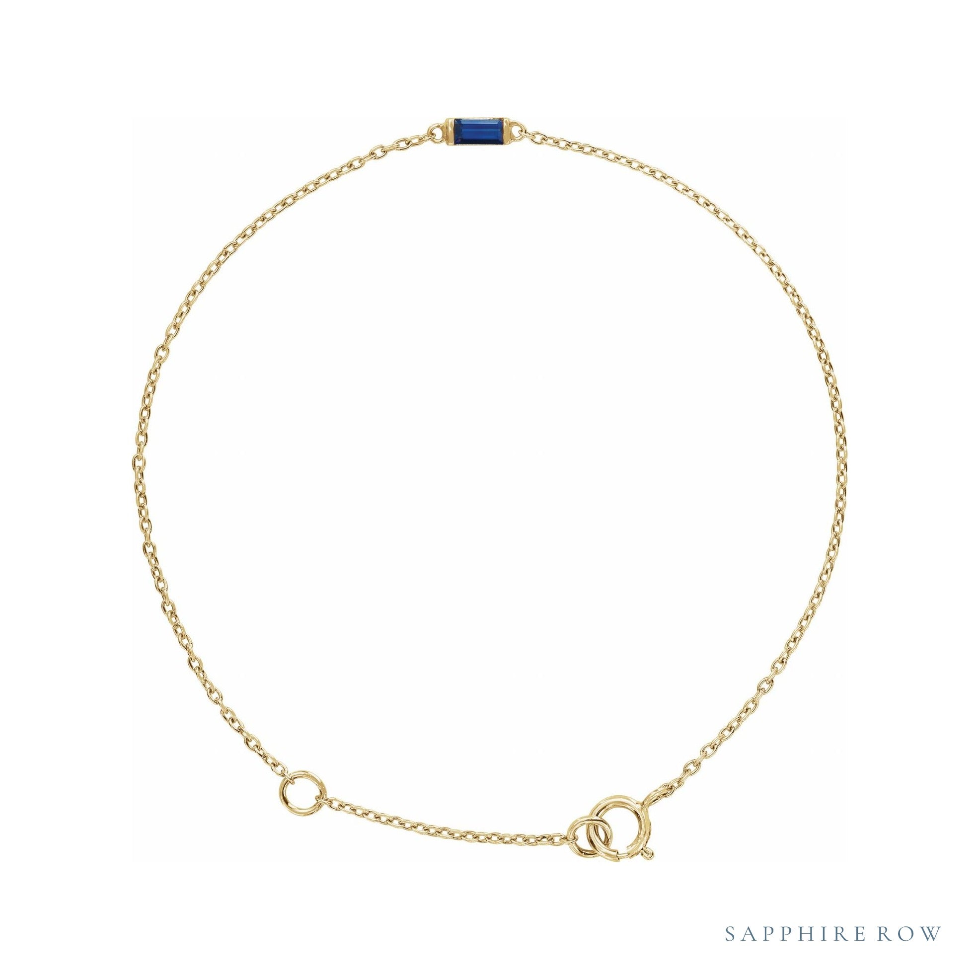 Sapphire Row Lab-Grown Gemstone Baguette Bracelet - Blue Sapphire, 14K Yellow Gold