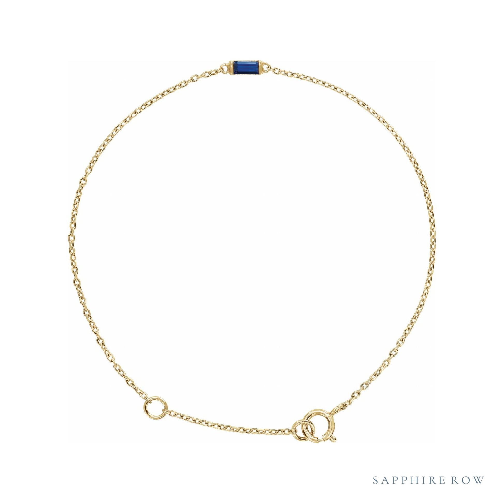 Sapphire Row Lab-Grown Gemstone Baguette Bracelet - Blue Sapphire, 14K Yellow Gold