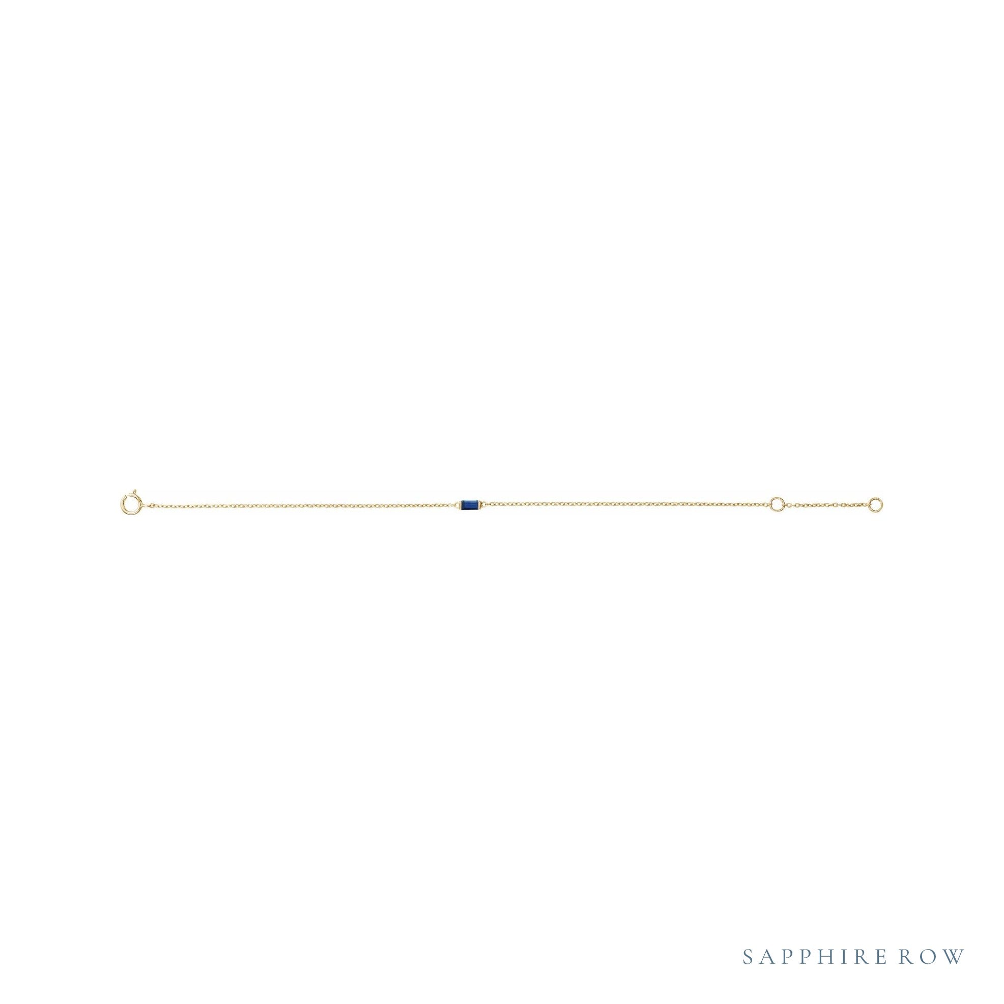 Sapphire Row Lab-Grown Gemstone Baguette Bracelet - Blue Sapphire, 14K Yellow Gold (view 2)