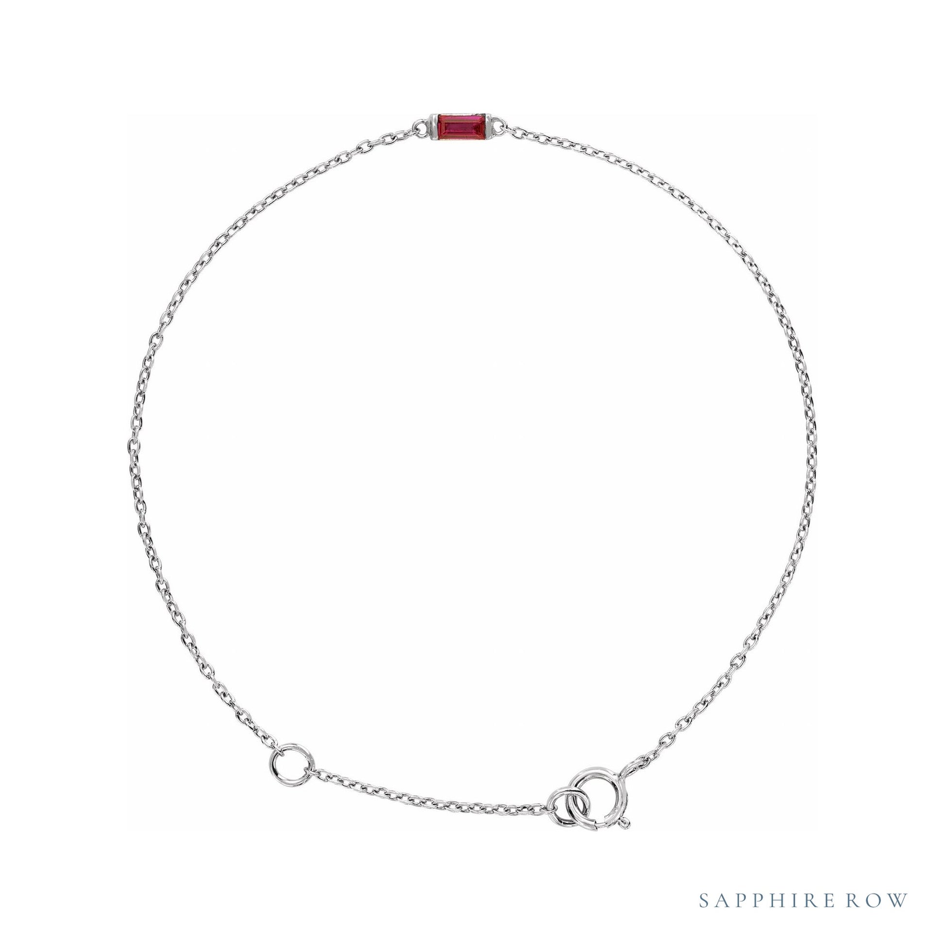 Sapphire Row Lab-Grown Gemstone Baguette Bracelet - Ruby, 14K White Gold