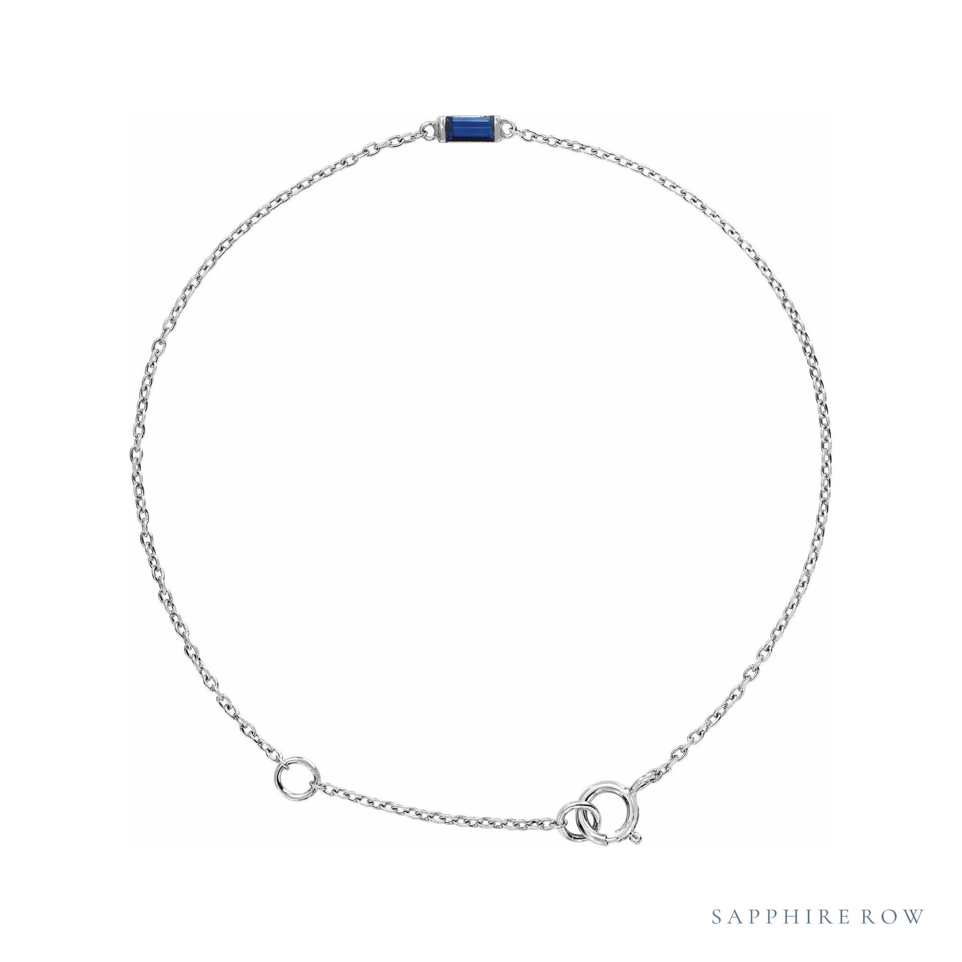 Sapphire Row Lab-Grown Gemstone Baguette Bracelet - Blue Sapphire, 14K White Gold