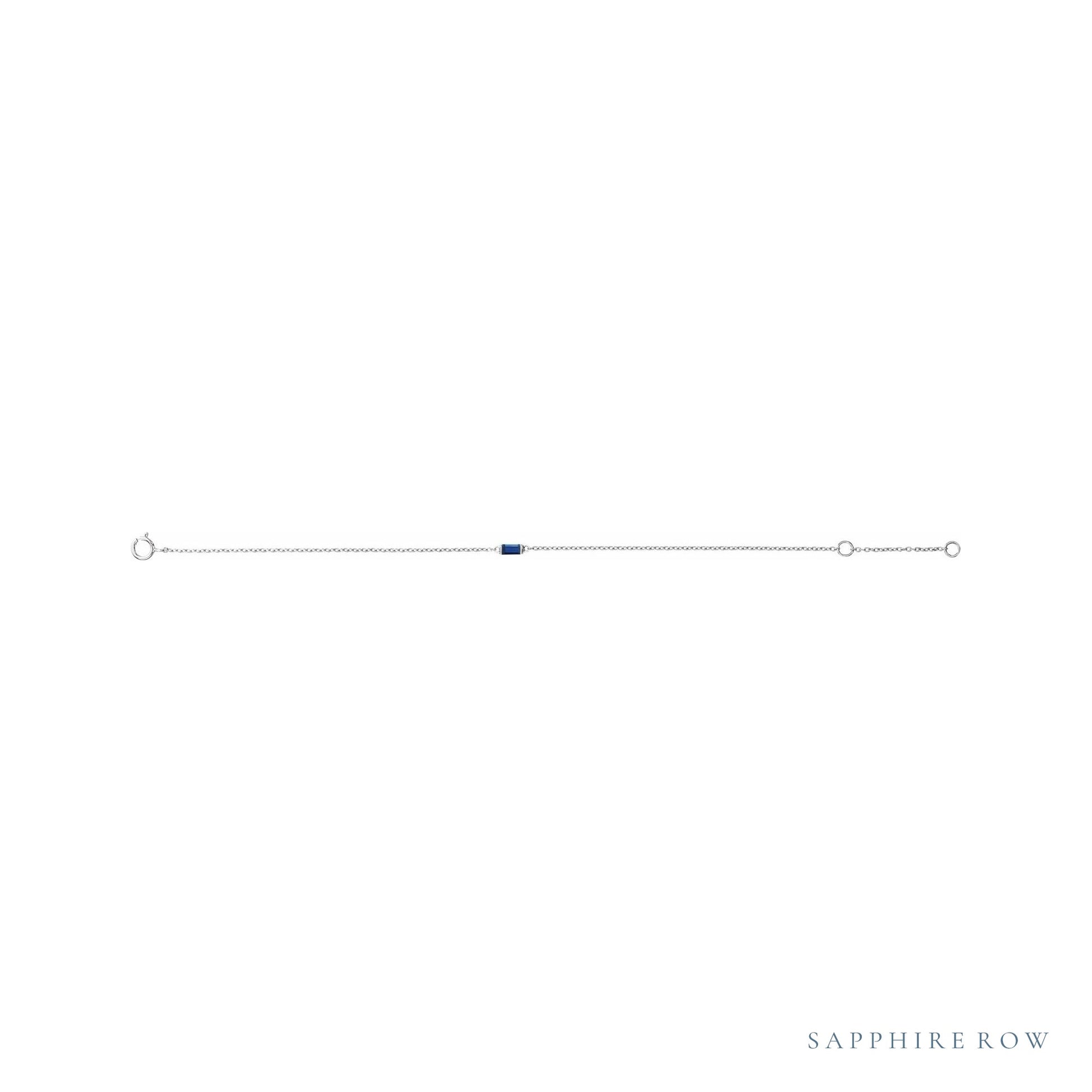 Sapphire Row Lab-Grown Gemstone Baguette Bracelet - Blue Sapphire, 14K White Gold (view 2)