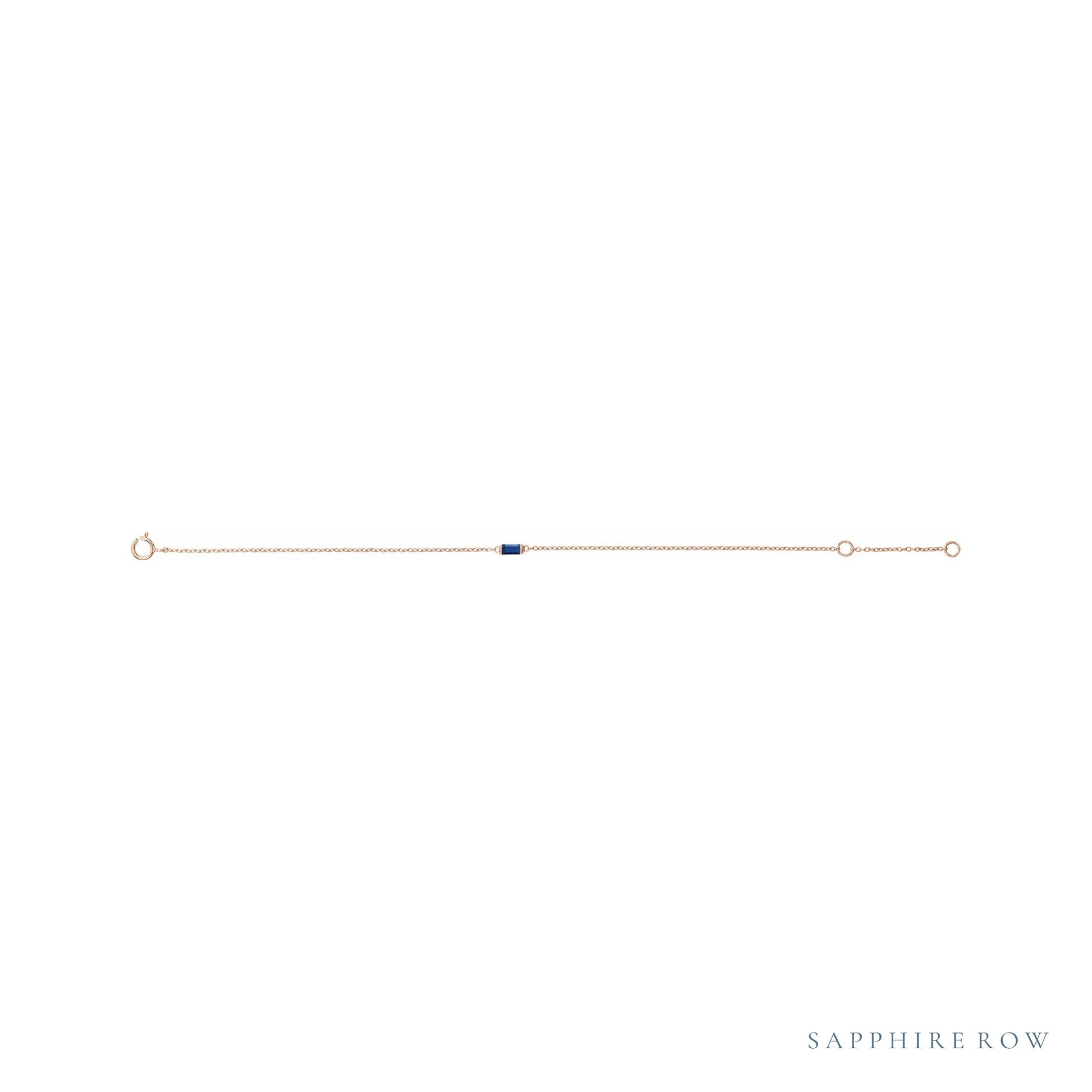 Sapphire Row Lab-Grown Gemstone Baguette Bracelet - Blue Sapphire, 14K Rose Gold (view 2)