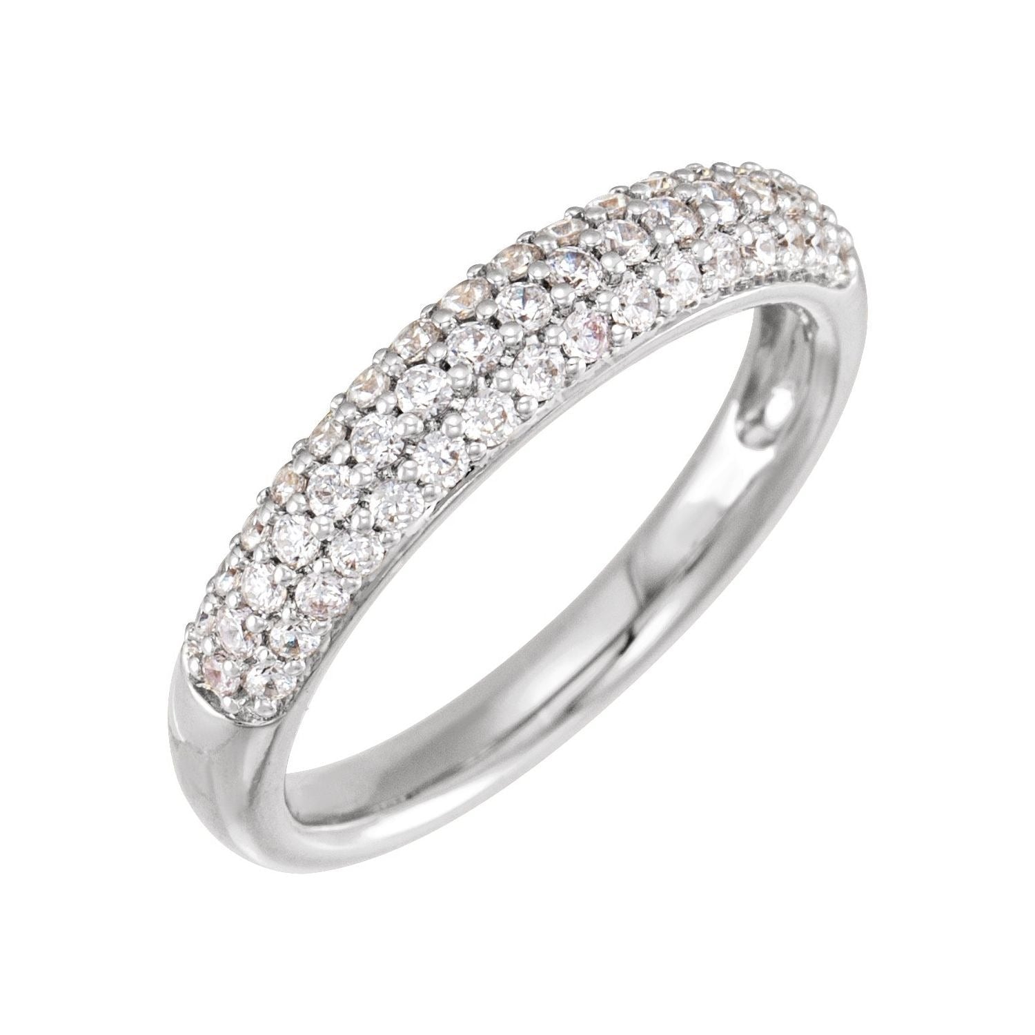 Sapphire Row Lab-Grown Diamond Pavé Dome Ring - 14K White Gold