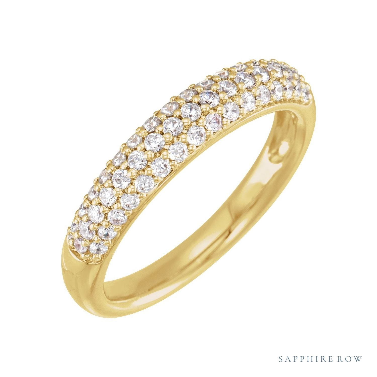 Sapphire Row Lab-Grown Diamond Pavé Dome Ring - 14K Yellow Gold