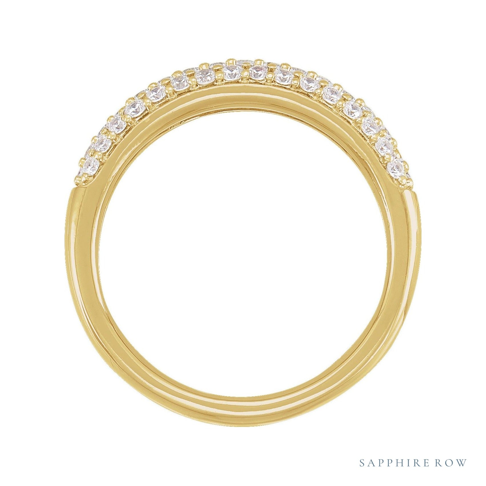 Sapphire Row Lab-Grown Diamond Pavé Dome Ring - 14K Yellow Gold (view 2)