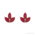 Sapphire Row Natural Gemstone Lotus Cluster Stud Earrings - Ruby, 14K Rose Gold (view 2)