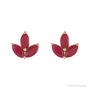 Sapphire Row Natural Gemstone Lotus Cluster Stud Earrings - Ruby, 14K Rose Gold (view 2)