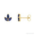 Sapphire Row Natural Gemstone Lotus Cluster Stud Earrings - Blue Sapphire, 14K Yellow Gold