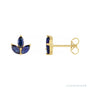 Sapphire Row Natural Gemstone Lotus Cluster Stud Earrings - Blue Sapphire, 14K Yellow Gold