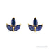Sapphire Row Natural Gemstone Lotus Cluster Stud Earrings - Blue Sapphire, 14K Yellow Gold (view 2)