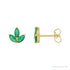 Sapphire Row Natural Gemstone Lotus Cluster Stud Earrings - Emerald, 14K Yellow Gold