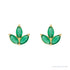 Sapphire Row Natural Gemstone Lotus Cluster Stud Earrings - Emerald, 14K Yellow Gold (view 2)