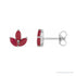 Sapphire Row Natural Gemstone Lotus Cluster Stud Earrings - Ruby, 14K White Gold