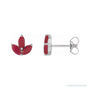 Sapphire Row Natural Gemstone Lotus Cluster Stud Earrings - Ruby, 14K White Gold