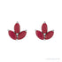 Sapphire Row Natural Gemstone Lotus Cluster Stud Earrings - Ruby, 14K White Gold (view 2)