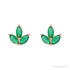 Sapphire Row Natural Gemstone Lotus Cluster Stud Earrings - Emerald, 14K Rose Gold (view 2)