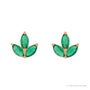 Sapphire Row Natural Gemstone Lotus Cluster Stud Earrings - Emerald, 14K Rose Gold (view 2)
