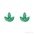 Sapphire Row Natural Gemstone Lotus Cluster Stud Earrings - Emerald, 14K White Gold (view 2)