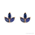 Sapphire Row Natural Gemstone Lotus Cluster Stud Earrings - Blue Sapphire, 14K Rose Gold (view 2)