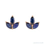 Sapphire Row Natural Gemstone Lotus Cluster Stud Earrings - Blue Sapphire, 14K Rose Gold (view 2)