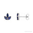 Sapphire Row Natural Gemstone Lotus Cluster Stud Earrings - Blue Sapphire, 14K White Gold