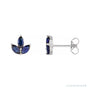 Sapphire Row Natural Gemstone Lotus Cluster Stud Earrings - Blue Sapphire, 14K White Gold