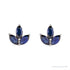 Sapphire Row Natural Gemstone Lotus Cluster Stud Earrings - Blue Sapphire, 14K White Gold (view 2)