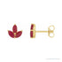Sapphire Row Natural Gemstone Lotus Cluster Stud Earrings - Ruby, 14K Yellow Gold
