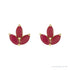 Sapphire Row Natural Gemstone Lotus Cluster Stud Earrings - Ruby, 14K Yellow Gold (view 2)