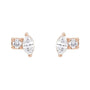 Sapphire Row Natural Diamond Toi et Moi Earrings - 14K Rose Gold (view 2)