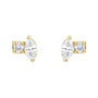 Sapphire Row Natural Diamond Toi et Moi Earrings - 14K Yellow Gold (view 2)