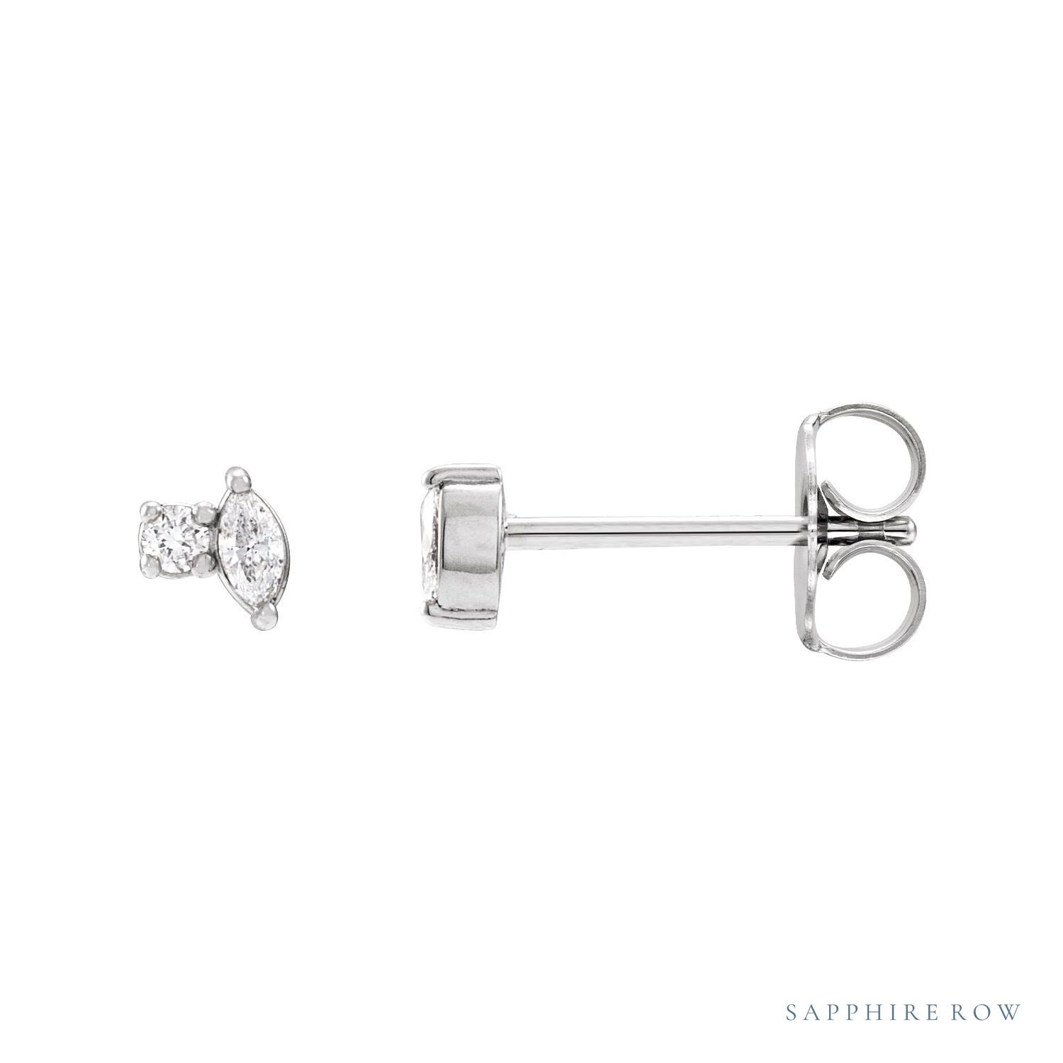 Sapphire Row Natural Diamond Toi et Moi Earrings - Platinum