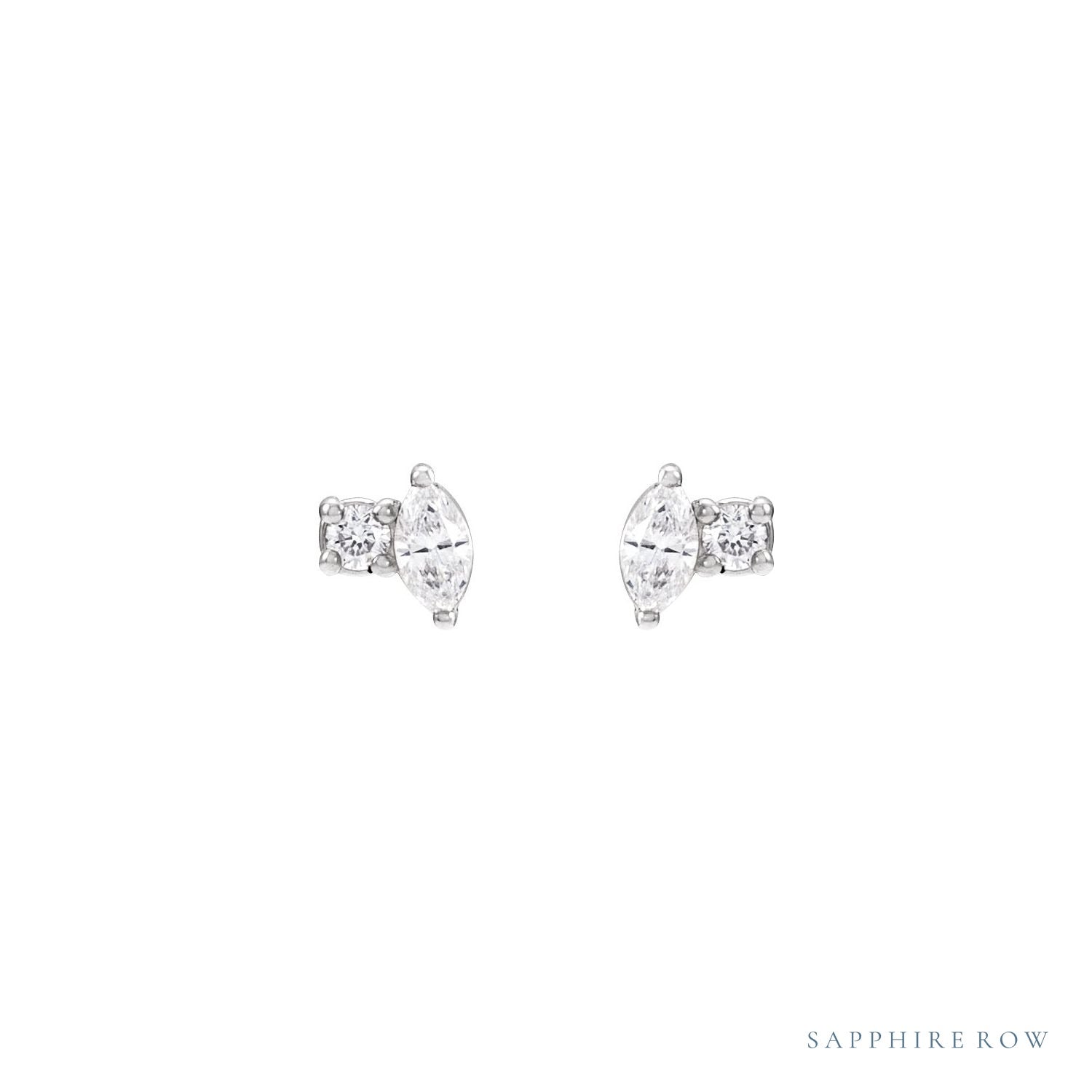 Sapphire Row Natural Diamond Toi et Moi Earrings - Platinum (view 2)