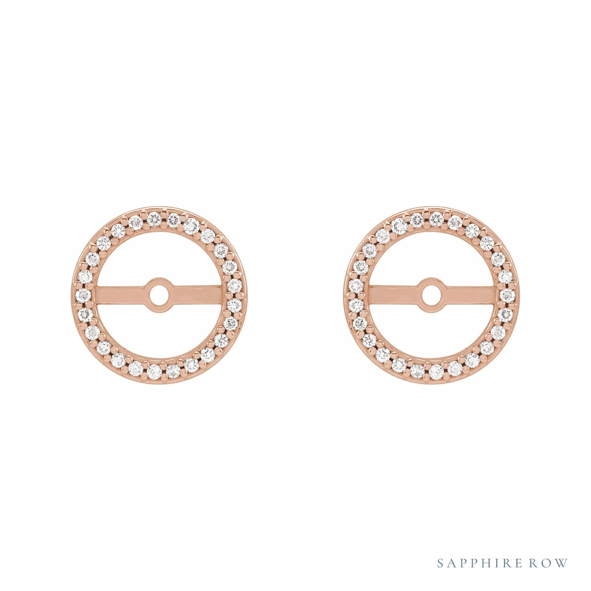 Sapphire Row Natural Diamond Halo Jacket Earrings - 14K Rose Gold, 7 mm (view 2)