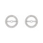 Sapphire Row Natural Diamond Halo Jacket Earrings - 14K White Gold, 7 mm (view 2)