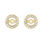 Sapphire Row Natural Diamond Halo Jacket Earrings - 14K Yellow Gold, 3 mm (view 2)