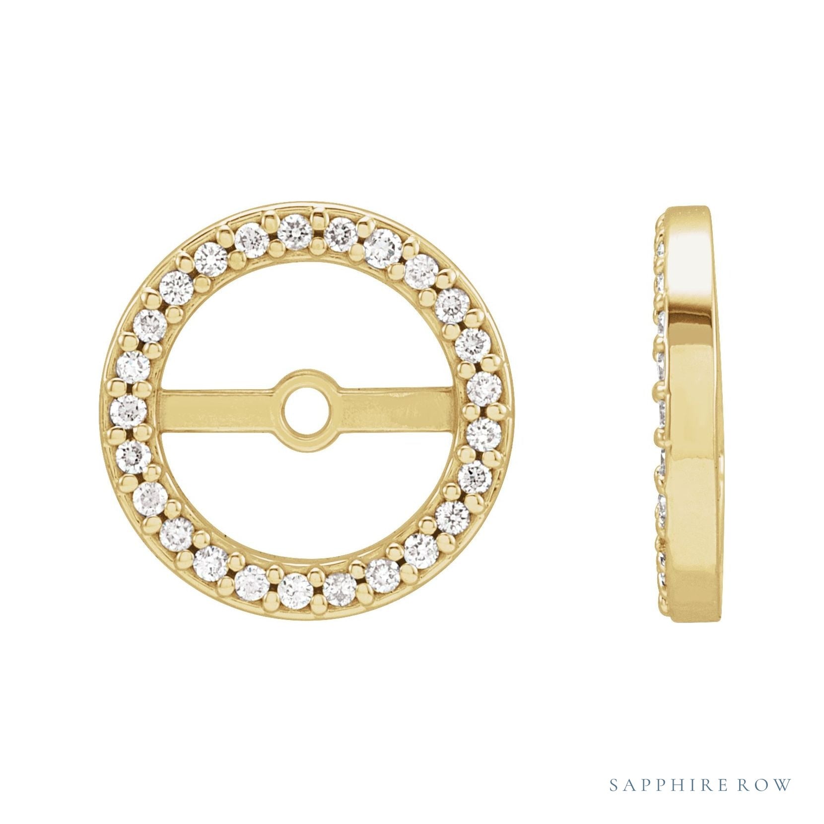 Sapphire Row Natural Diamond Halo Jacket Earrings - 14K Yellow Gold, 7 mm
