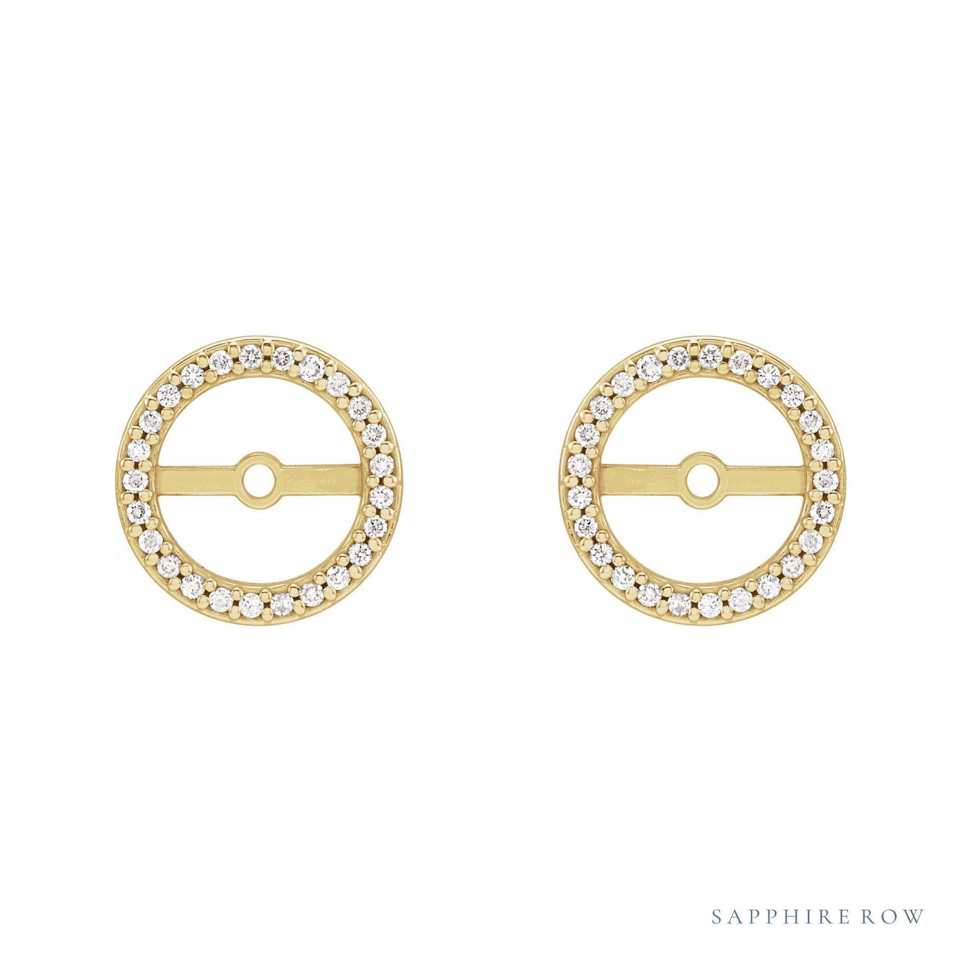 Sapphire Row Natural Diamond Halo Jacket Earrings - 14K Yellow Gold, 7 mm (view 2)
