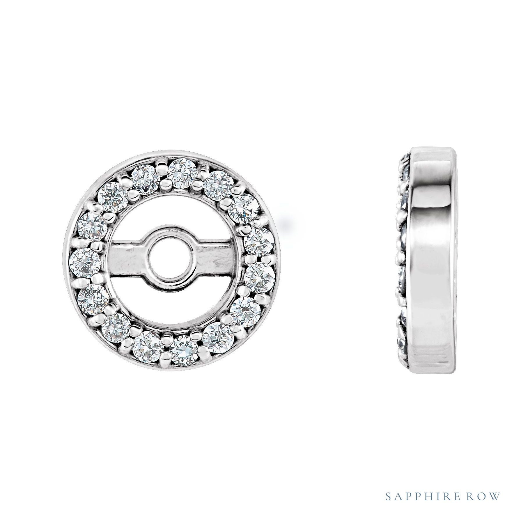 Sapphire Row Natural Diamond Halo Jacket Earrings - Platinum, 3 mm