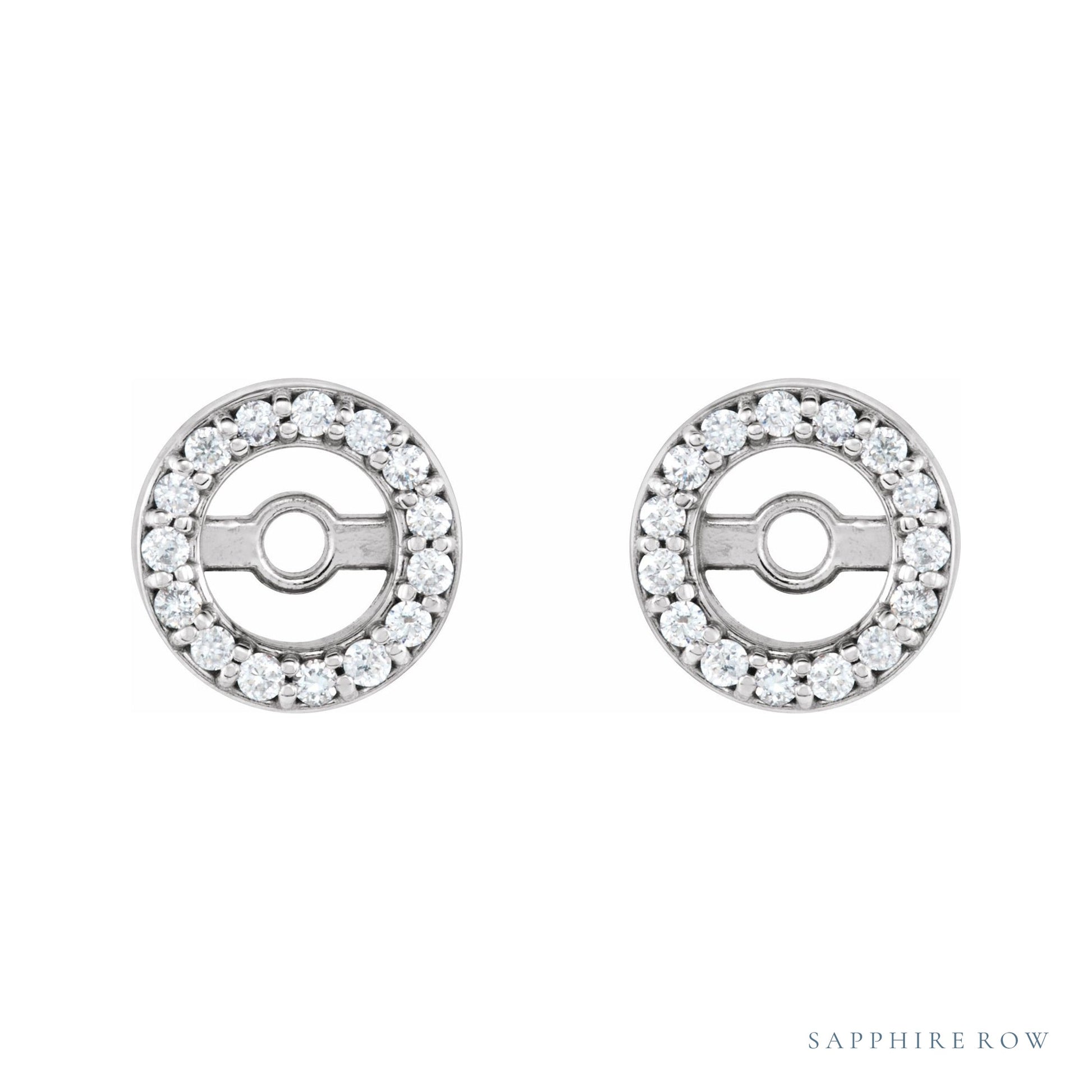 Sapphire Row Natural Diamond Halo Jacket Earrings - Platinum, 3 mm (view 2)
