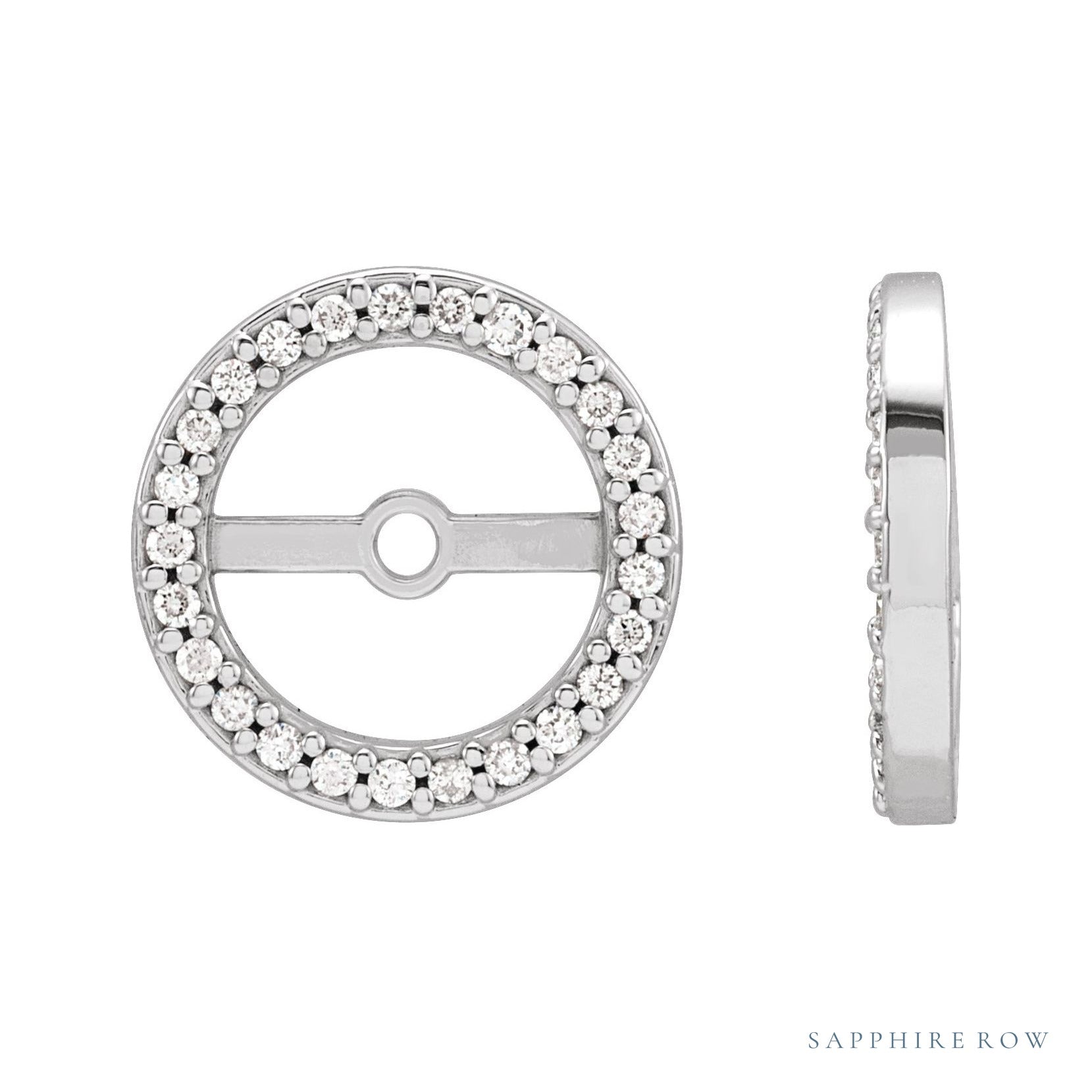 Sapphire Row Natural Diamond Halo Jacket Earrings - Platinum, 7 mm