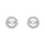 Sapphire Row Natural Diamond Halo Jacket Earrings - 14K White Gold, 3.6 mm (view 2)