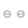 Sapphire Row Natural Diamond Halo Jacket Earrings - 14K White Gold, 4.6 mm (view 2)